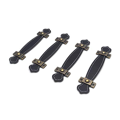MY MIRONEY Retro Leather Furniture Handle 5 Leather Door Pull Handle Luggage Handle Black Pack of 4 MY MIRONEY Retro Leather Furniture Handle 5 Leather Door Pull Handle Luggage Handle Black Pack of 4